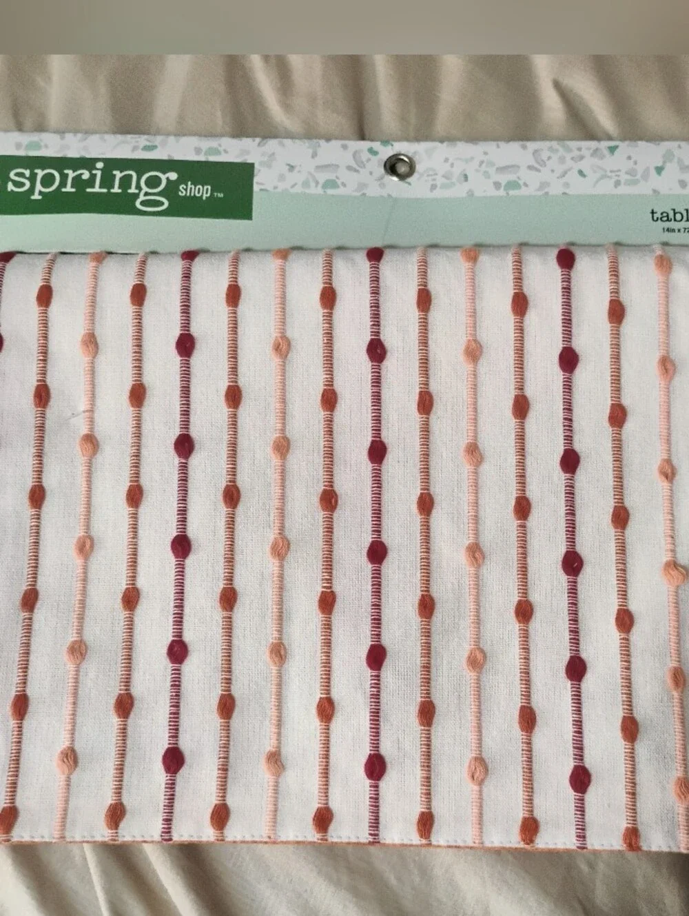 NWT The Spring Shop Boho Tufted Striped Table Runner
